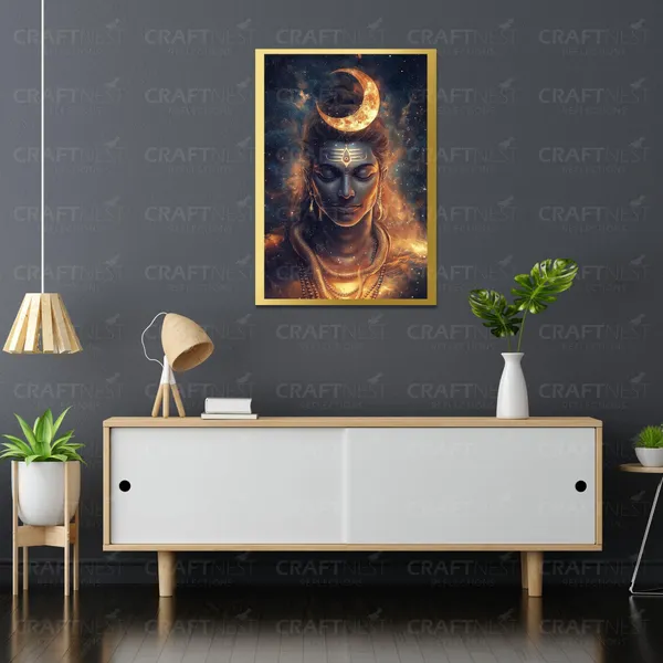 Craftnest_Reflections_Lord_Shiva_Religious_42X30_Cm_Wall_Frame,_Canvas_Printed_Golden_Framed_For_Home_Decor_Spiritual_Lord_For_Office,_Studio,_Bedroom,_Living_Room,_Design_6