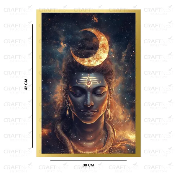 Craftnest_Reflections_Lord_Shiva_Religious_42X30_Cm_Wall_Frame,_Canvas_Printed_Golden_Framed_For_Home_Decor_Spiritual_Lord_For_Office,_Studio,_Bedroom,_Living_Room,_Design_6