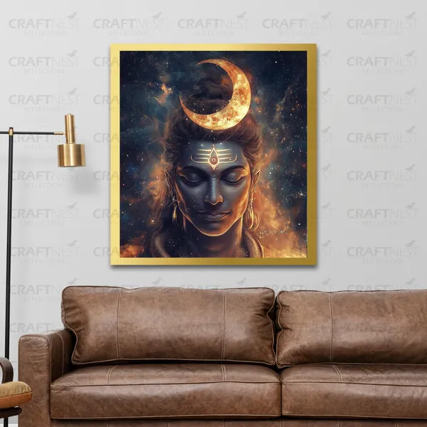 Craftnest_Reflections_Lord_Shiva_Religious_60X50_Cm_Wall_Frame,_Canvas_Printed_Golden_Framed_For_Home_Decor_Spiritual_Lord_For_Office,_Studio,_Bedroom,_Living_Room,_Design_6