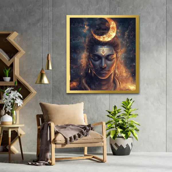 Craftnest_Reflections_Lord_Shiva_Religious_60X50_Cm_Wall_Frame,_Canvas_Printed_Golden_Framed_For_Home_Decor_Spiritual_Lord_For_Office,_Studio,_Bedroom,_Living_Room,_Design_6