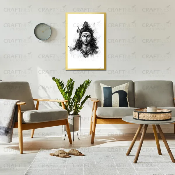 Craftnest_Reflections_Lord_Shiva_Religious_Wall_Frame,_Canvas_Printed_Golden_Framed_For_Home_Daccor_Spiritual_Lord_For_Office,_Studio,_Bedroom,_Living_Room,_Design_7