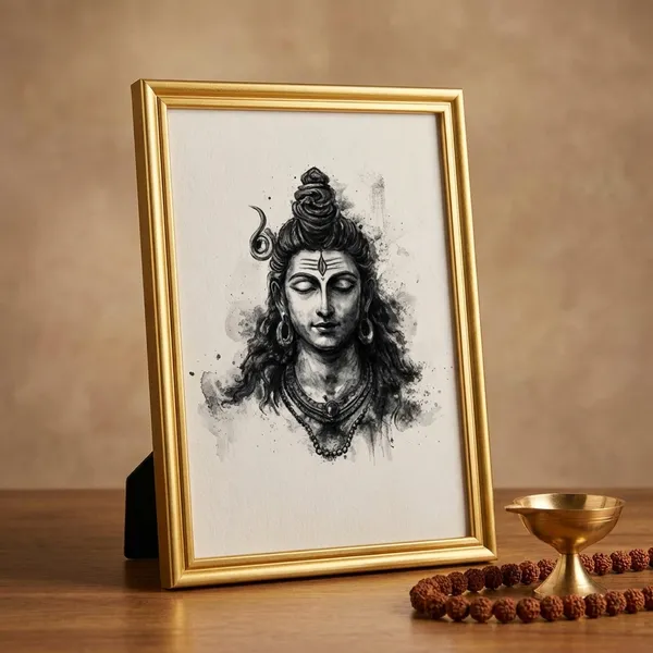 Craftnest_Reflections_Lord_Shiva_Religious_Wall_Frame,_Canvas_Printed_Golden_Framed_For_Home_Daccor_Spiritual_Lord_For_Office,_Studio,_Bedroom,_Living_Room,_Design_7