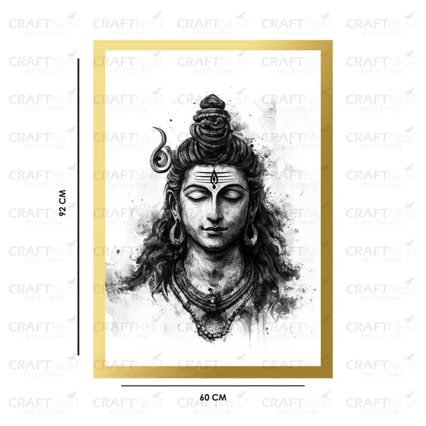 Craftnest_Reflections_Lord_Shiva_Religious_91X60_Cm_Wall_Frame,_Canvas_Printed_Golden_Framed_For_Home_Decor_Spiritual_Lord_For_Office,_Studio,_Bedroom,_Living_Room,_Design_7