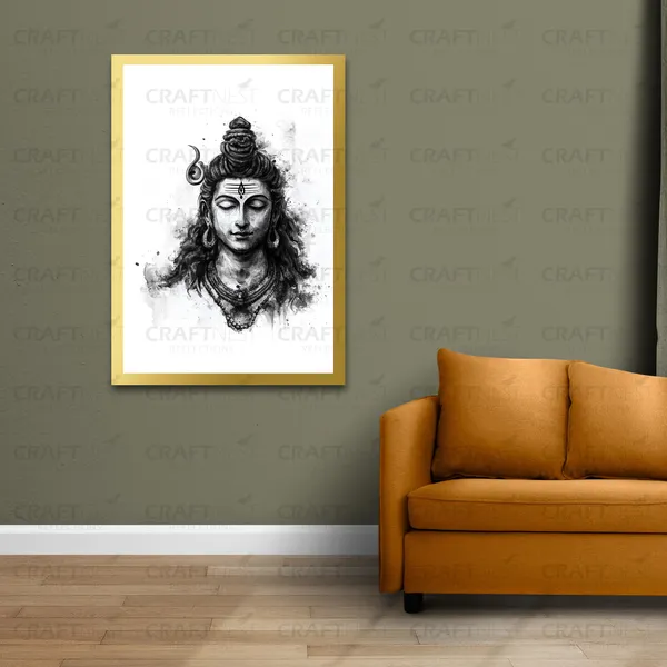 Craftnest_Reflections_Lord_Shiva_Religious_91X60_Cm_Wall_Frame,_Canvas_Printed_Golden_Framed_For_Home_Decor_Spiritual_Lord_For_Office,_Studio,_Bedroom,_Living_Room,_Design_7