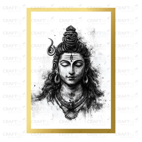 Craftnest_Reflections_Lord_Shiva_Religious_91X60_Cm_Wall_Frame,_Canvas_Printed_Golden_Framed_For_Home_Decor_Spiritual_Lord_For_Office,_Studio,_Bedroom,_Living_Room,_Design_7
