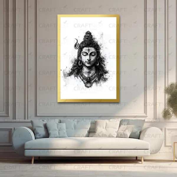 Craftnest_Reflections_Lord_Shiva_Religious_91X60_Cm_Wall_Frame,_Canvas_Printed_Golden_Framed_For_Home_Decor_Spiritual_Lord_For_Office,_Studio,_Bedroom,_Living_Room,_Design_7