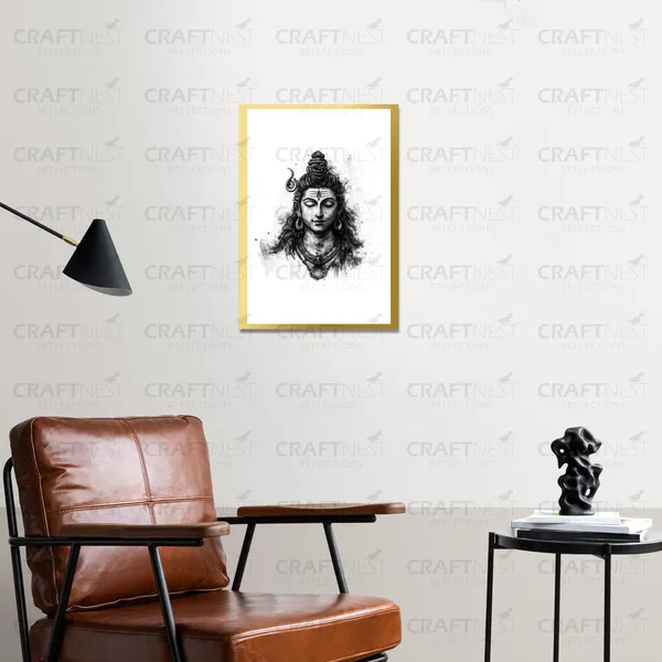 Craftnest_Reflections_Lord_Shiva_Religious_30X20_Cm_Wall_Frame,_Canvas_Printed_Golden_Framed_For_Home_Decor_Spiritual_Lord_For_Office,_Studio,_Bedroom,_Living_Room,_Design_7