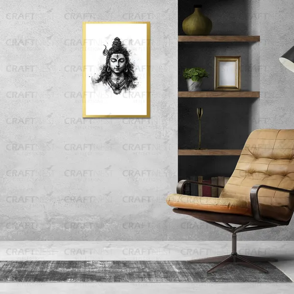Craftnest_Reflections_Lord_Shiva_Religious_30X20_Cm_Wall_Frame,_Canvas_Printed_Golden_Framed_For_Home_Decor_Spiritual_Lord_For_Office,_Studio,_Bedroom,_Living_Room,_Design_7