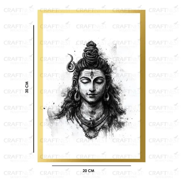 Craftnest_Reflections_Lord_Shiva_Religious_30X20_Cm_Wall_Frame,_Canvas_Printed_Golden_Framed_For_Home_Decor_Spiritual_Lord_For_Office,_Studio,_Bedroom,_Living_Room,_Design_7