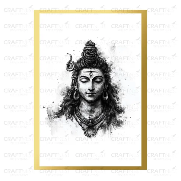 Craftnest_Reflections_Lord_Shiva_Religious_30X20_Cm_Wall_Frame,_Canvas_Printed_Golden_Framed_For_Home_Decor_Spiritual_Lord_For_Office,_Studio,_Bedroom,_Living_Room,_Design_7