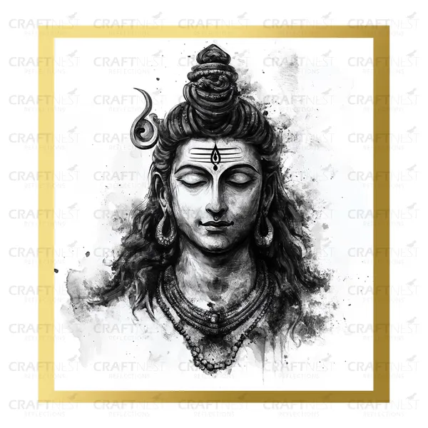 Craftnest_Reflections_Lord_Shiva_Religious_60X50_Cm_Wall_Frame,_Canvas_Printed_Golden_Framed_For_Home_Decor_Spiritual_Lord_For_Office,_Studio,_Bedroom,_Living_Room,_Design_7