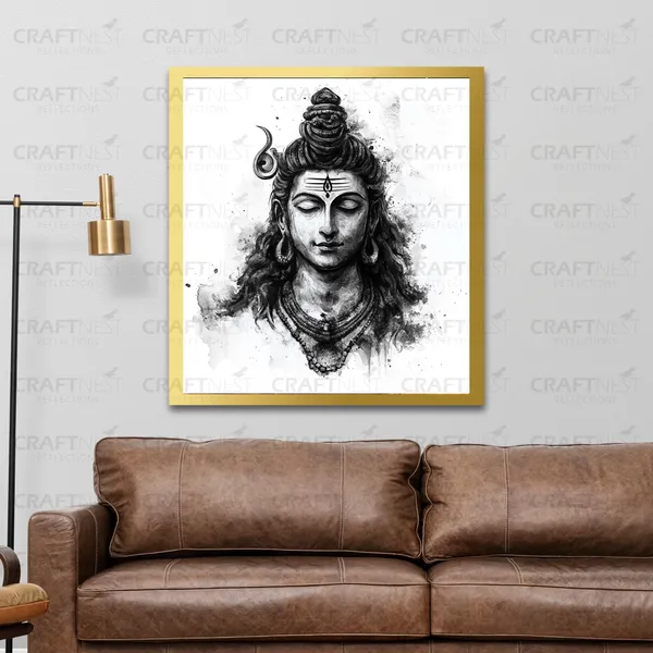 Craftnest_Reflections_Lord_Shiva_Religious_60X50_Cm_Wall_Frame,_Canvas_Printed_Golden_Framed_For_Home_Decor_Spiritual_Lord_For_Office,_Studio,_Bedroom,_Living_Room,_Design_7