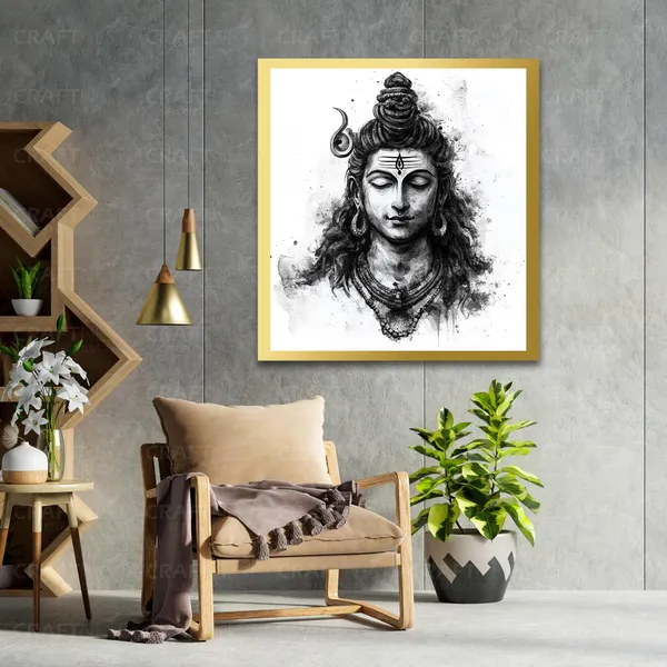 Craftnest_Reflections_Lord_Shiva_Religious_60X50_Cm_Wall_Frame,_Canvas_Printed_Golden_Framed_For_Home_Decor_Spiritual_Lord_For_Office,_Studio,_Bedroom,_Living_Room,_Design_7