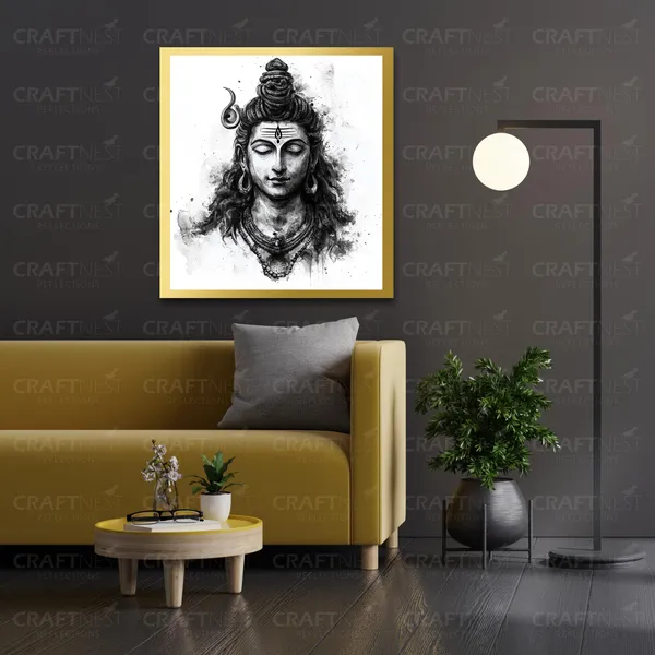 Craftnest_Reflections_Lord_Shiva_Religious_60X50_Cm_Wall_Frame,_Canvas_Printed_Golden_Framed_For_Home_Decor_Spiritual_Lord_For_Office,_Studio,_Bedroom,_Living_Room,_Design_7