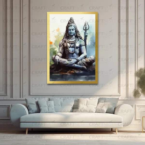 Craftnest_Reflections_Lord_Shiva_Religious_91X60_Cm_Wall_Frame,_Canvas_Printed_Golden_Framed_For_Home_Decor_Spiritual_Lord_For_Office,_Studio,_Bedroom,_Living_Room,_Design_8