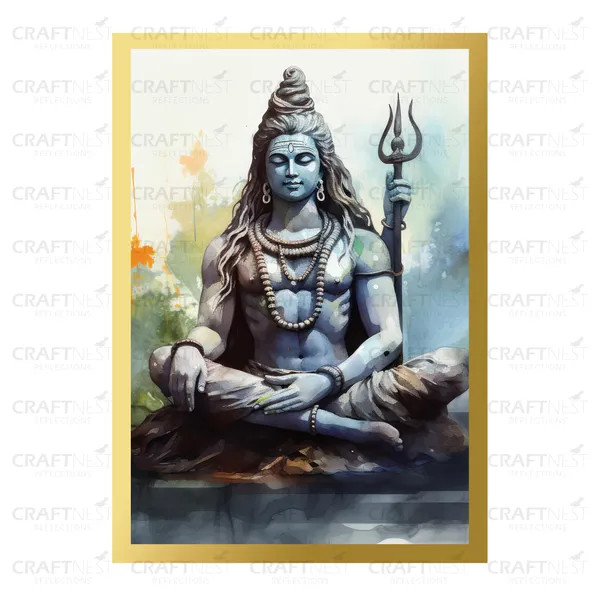 Craftnest_Reflections_Lord_Shiva_Religious_91X60_Cm_Wall_Frame,_Canvas_Printed_Golden_Framed_For_Home_Decor_Spiritual_Lord_For_Office,_Studio,_Bedroom,_Living_Room,_Design_8