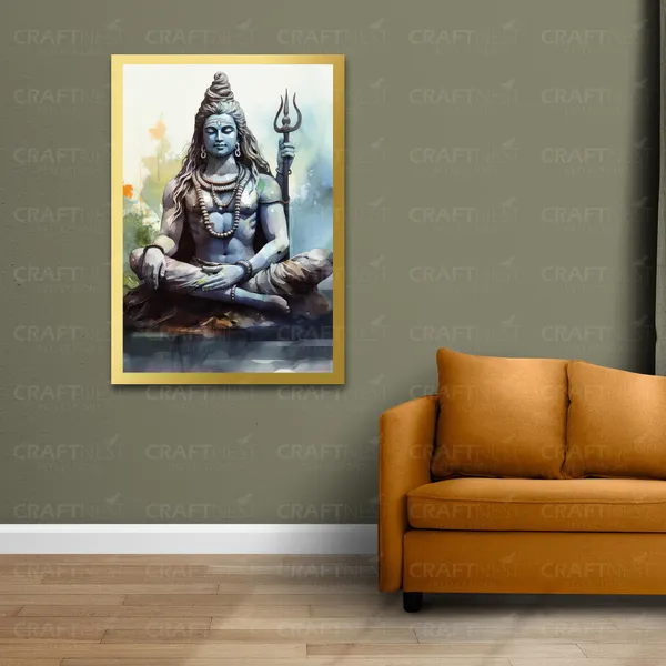 Craftnest_Reflections_Lord_Shiva_Religious_91X60_Cm_Wall_Frame,_Canvas_Printed_Golden_Framed_For_Home_Decor_Spiritual_Lord_For_Office,_Studio,_Bedroom,_Living_Room,_Design_8