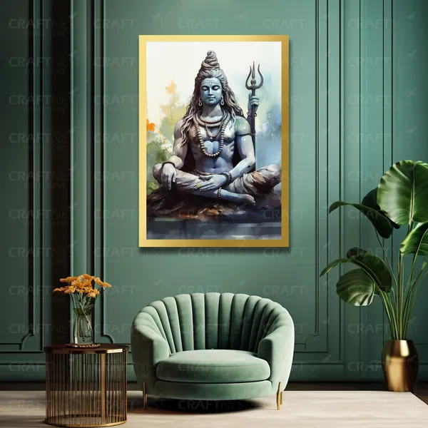Craftnest_Reflections_Lord_Shiva_Religious_91X60_Cm_Wall_Frame,_Canvas_Printed_Golden_Framed_For_Home_Decor_Spiritual_Lord_For_Office,_Studio,_Bedroom,_Living_Room,_Design_8