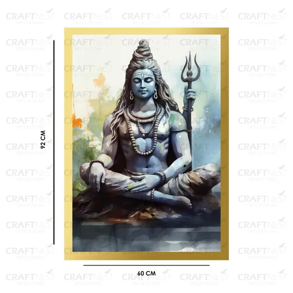 Craftnest_Reflections_Lord_Shiva_Religious_91X60_Cm_Wall_Frame,_Canvas_Printed_Golden_Framed_For_Home_Decor_Spiritual_Lord_For_Office,_Studio,_Bedroom,_Living_Room,_Design_8