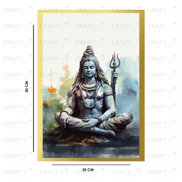 Craftnest_Reflections_Lord_Shiva_Religious_30X20_Cm_Wall_Frame,_Canvas_Printed_Golden_Framed_For_Home_Decor_Spiritual_Lord_For_Office,_Studio,_Bedroom,_Living_Room,_Design_8
