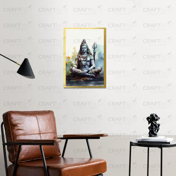 Craftnest_Reflections_Lord_Shiva_Religious_30X20_Cm_Wall_Frame,_Canvas_Printed_Golden_Framed_For_Home_Decor_Spiritual_Lord_For_Office,_Studio,_Bedroom,_Living_Room,_Design_8