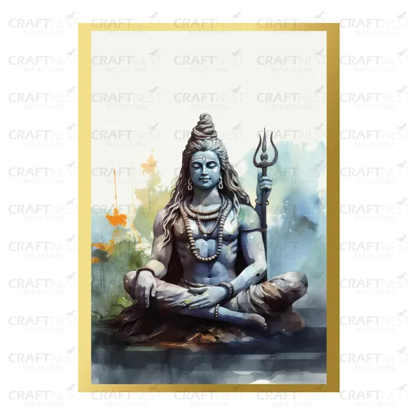 Craftnest_Reflections_Lord_Shiva_Religious_30X20_Cm_Wall_Frame,_Canvas_Printed_Golden_Framed_For_Home_Decor_Spiritual_Lord_For_Office,_Studio,_Bedroom,_Living_Room,_Design_8