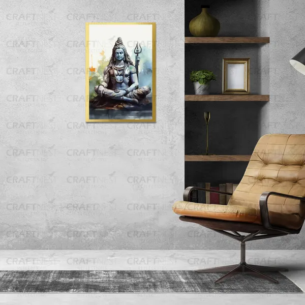 Craftnest_Reflections_Lord_Shiva_Religious_30X20_Cm_Wall_Frame,_Canvas_Printed_Golden_Framed_For_Home_Decor_Spiritual_Lord_For_Office,_Studio,_Bedroom,_Living_Room,_Design_8