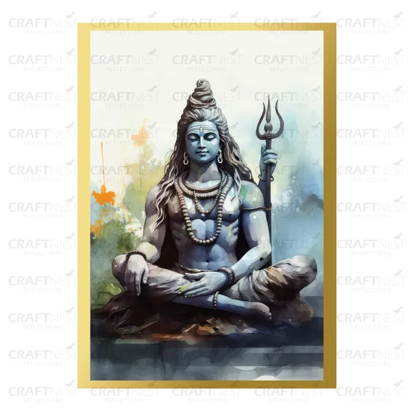 Craftnest_Reflections_Lord_Shiva_Religious_42X30_Cm_Wall_Frame,_Canvas_Printed_Golden_Framed_For_Home_Decor_Spiritual_Lord_For_Office,_Studio,_Bedroom,_Living_Room,_Design_8