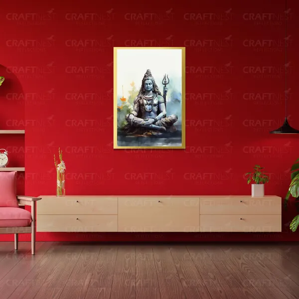 Craftnest_Reflections_Lord_Shiva_Religious_42X30_Cm_Wall_Frame,_Canvas_Printed_Golden_Framed_For_Home_Decor_Spiritual_Lord_For_Office,_Studio,_Bedroom,_Living_Room,_Design_8