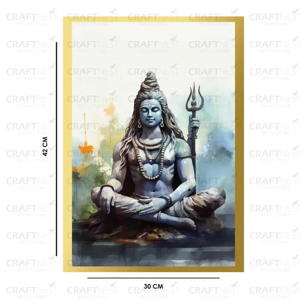 Craftnest_Reflections_Lord_Shiva_Religious_42X30_Cm_Wall_Frame,_Canvas_Printed_Golden_Framed_For_Home_Decor_Spiritual_Lord_For_Office,_Studio,_Bedroom,_Living_Room,_Design_8
