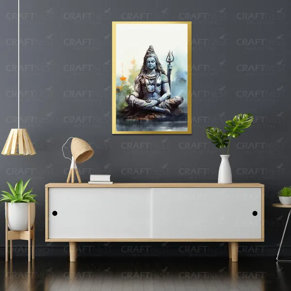 Craftnest_Reflections_Lord_Shiva_Religious_42X30_Cm_Wall_Frame,_Canvas_Printed_Golden_Framed_For_Home_Decor_Spiritual_Lord_For_Office,_Studio,_Bedroom,_Living_Room,_Design_8