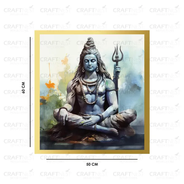 Craftnest_Reflections_Lord_Shiva_Religious_60X50_Cm_Wall_Frame,_Canvas_Printed_Golden_Framed_For_Home_Decor_Spiritual_Lord_For_Office,_Studio,_Bedroom,_Living_Room,_Design_8