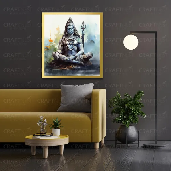 Craftnest_Reflections_Lord_Shiva_Religious_60X50_Cm_Wall_Frame,_Canvas_Printed_Golden_Framed_For_Home_Decor_Spiritual_Lord_For_Office,_Studio,_Bedroom,_Living_Room,_Design_8