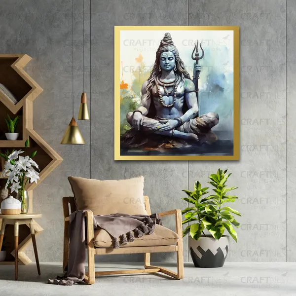 Craftnest_Reflections_Lord_Shiva_Religious_60X50_Cm_Wall_Frame,_Canvas_Printed_Golden_Framed_For_Home_Decor_Spiritual_Lord_For_Office,_Studio,_Bedroom,_Living_Room,_Design_8