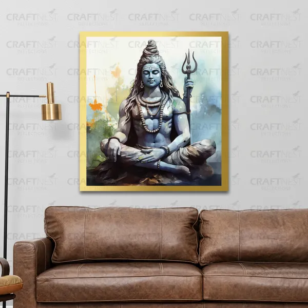 Craftnest_Reflections_Lord_Shiva_Religious_60X50_Cm_Wall_Frame,_Canvas_Printed_Golden_Framed_For_Home_Decor_Spiritual_Lord_For_Office,_Studio,_Bedroom,_Living_Room,_Design_8