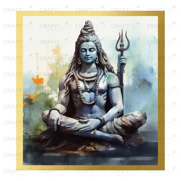 Craftnest_Reflections_Lord_Shiva_Religious_60X50_Cm_Wall_Frame,_Canvas_Printed_Golden_Framed_For_Home_Decor_Spiritual_Lord_For_Office,_Studio,_Bedroom,_Living_Room,_Design_8