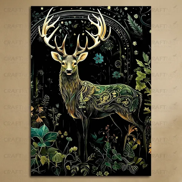 Craftnest_Reflections_Enchanted_Deer_Wall_Art_Mystical_Forest-Inspired_Canvas_Printed_For_Living_Room,_Bedroom,_Office