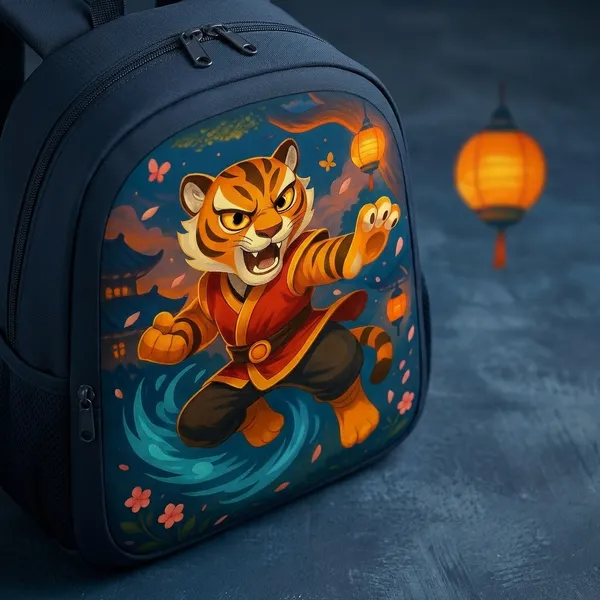 Kung_Fu_Tiger_Printed_Kids_School_Backpack_-_Navy_Blue