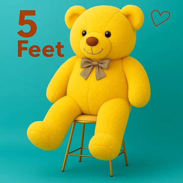 Giant_Yellow_Teddy_Bear_With_Checkered_Bow_-_Soft_Plush_Toy