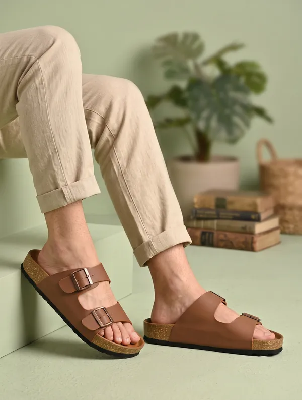 Arizo_G301_Men_Tan_Premium_Double_Buckle_Comfort_Sandals_|_Adjustable_Fit_|_Soft_PU_Midsole_|_Durable_Anti-Skid_EVA_Sole