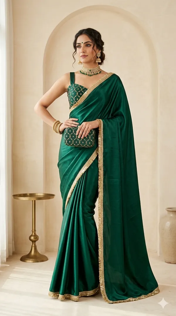 Designer_Chinon_Saree_Decorated_With_Readymade_Gold_Sequence_Lace_And_Sequence_Embroidered_Unstitched_Blouse_Piece