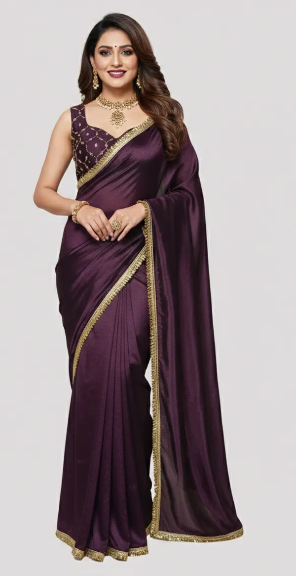 Designer_Chinon_Saree_Decorated_With_Readymade_Gold_Sequence_Lace_And_Sequence_Embroidered_Unstitched_Blouse_Piece