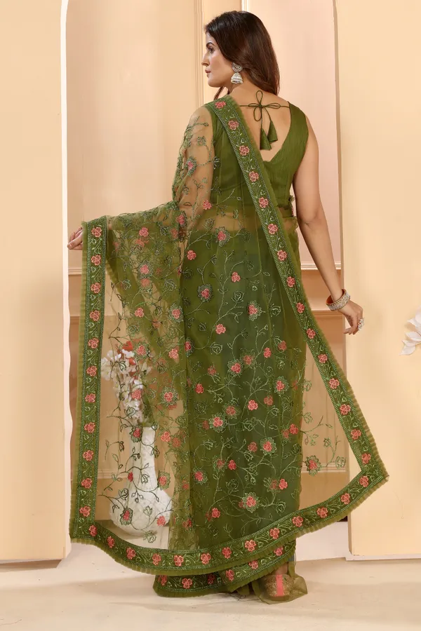 Designer_Net_Floral_Embroidered_Saree_With_Unstitched_Blouse_Piece