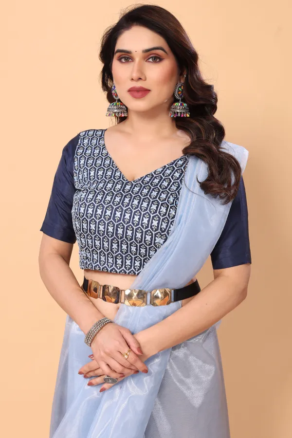 Party_Wear_Plain_Twill_Net_Saree_With_Embroidery_Silk_Unstitched_Blouse_Piece