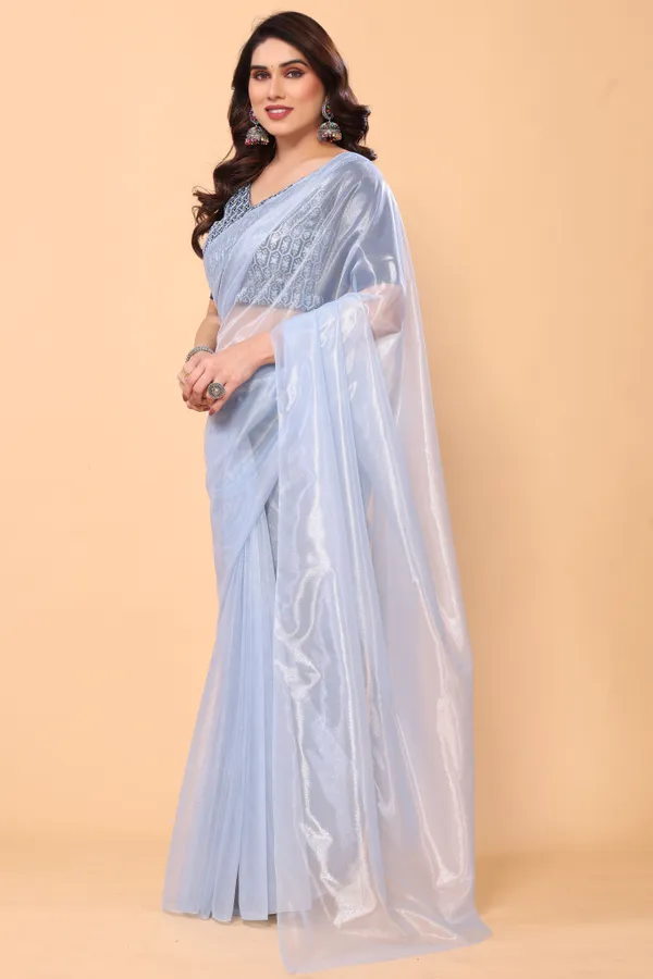 Party_Wear_Plain_Twill_Net_Saree_With_Embroidery_Silk_Unstitched_Blouse_Piece
