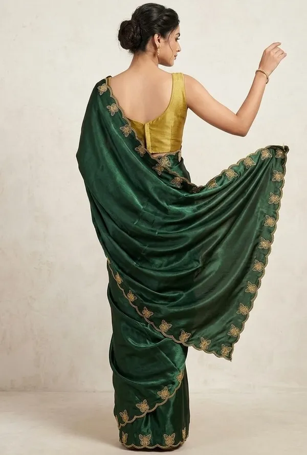 Gorgeous_Chinon_Saree_With_Amazing_Zari_Embroidery_Border_With_And_Contrast_Blouse_Piece