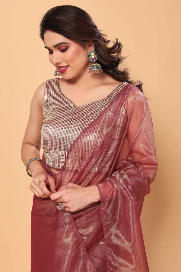 Fancy_Net_Party_Wear_Saree_With_Sequence_Blouse