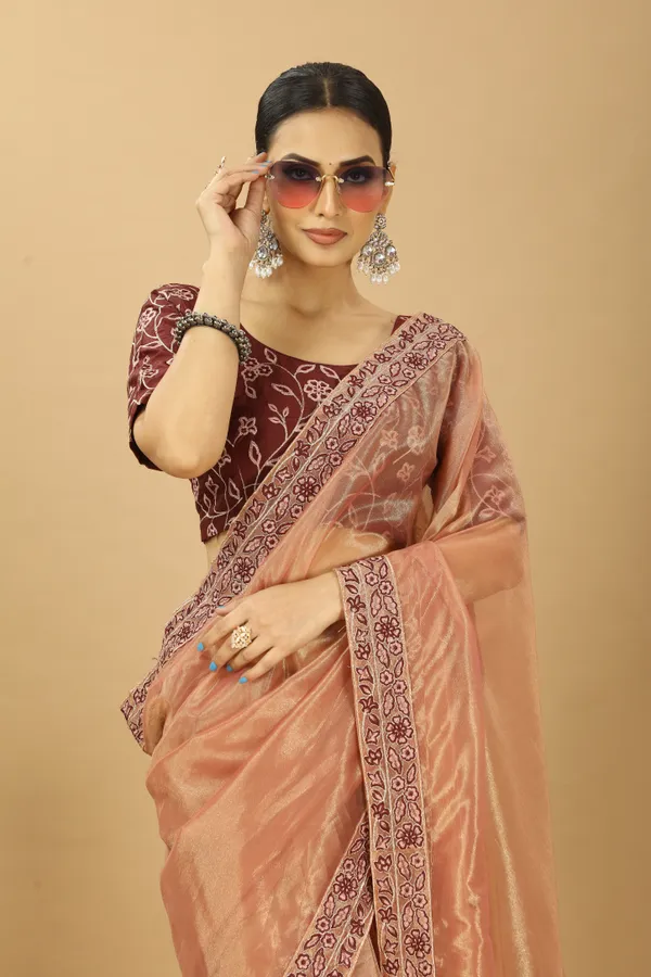 Party_Wear_Designer_Net_Saree_With_Embroidery_Border_and_Blouse