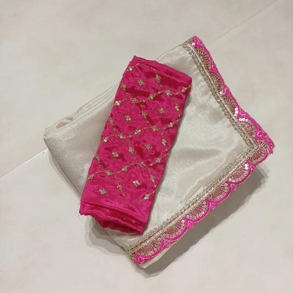 Designer_Chinon_Saree_Decorated_With_Readymade_Sequence_Lace_And_Contrast_Sequence_Embroidered_Unstitched_Blouse_Piece