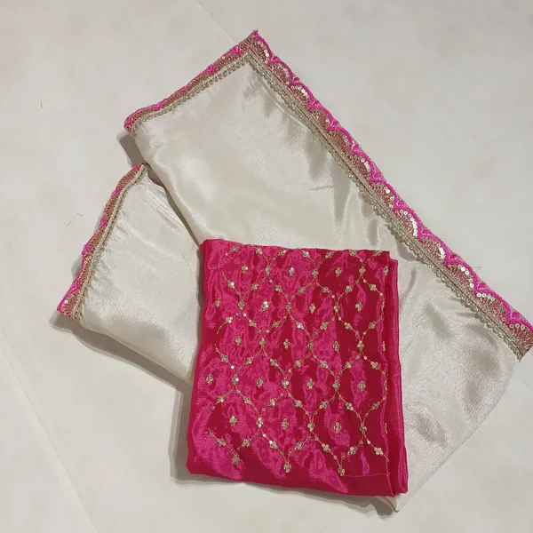 Designer_Chinon_Saree_Decorated_With_Readymade_Sequence_Lace_And_Contrast_Sequence_Embroidered_Unstitched_Blouse_Piece